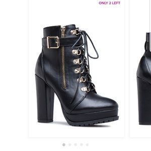 black moto boot heels